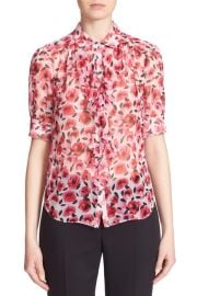 Kate Spade Rose Print Ruffle Silk Shirt at Nordstrom Rack