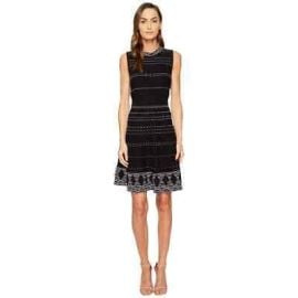 Kate Spade S Black Cream Textured Knit Sleeveless Fit and Flare Dress Small eBay at eBay