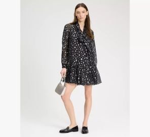 Kate Spade Space Dot Tie neck Dress in Silver at Kate Spade