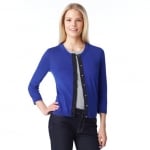 Kate Spade blue cardigan with navy trim at Kate Spade