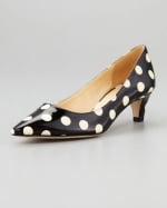 Kate Spade polka dot kitten heels at Neiman Marcus