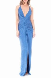 Katie May Pixie Plunge Neck Twist Front Gown at Nordstrom