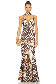 Katie May Tiki Gown In Zebra at Revolve