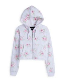 KatieJnyc Girls Floral Crop Zip Hoodie - Big Kid Bloomingdales at Bloomingdales