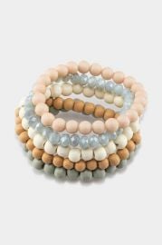 Katrina Wood Beaded Bracelet Set  francesca39s at Francescas