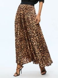 Katz Maxi Pleated Skirt In Spotted Leopard Dark Tan Alice Olivia at Alice + Olivia