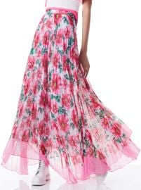 Katz Sunburst Pleated Maxi Skirt In High Tea Floral Alice And Olivia at Alice + Olivia