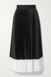 Katz two-tone pleated satin midi skirt at Net a Porter