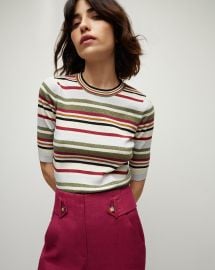 Kavya Multicolor Striped Ribbed Sweater at Veronica Beard