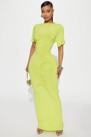 Keep Calling Ruched Maxi Dress - Chartreuse Fashion Nova at Fashion Nova