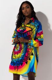 Keep It Groovy Graphic Shirt Dress at Akira