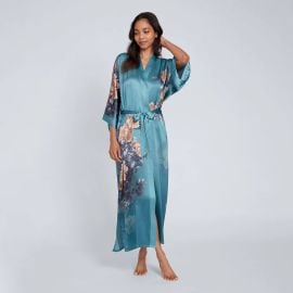 Keina Women39s Floral Silk Robe - Long KIMONO kimandonocom at Kim and Ono