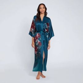 Keina Women39s Floral Silk Robe - Long KIMONO kimandonocom at Kim + Ono
