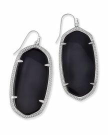 Kendra Scott Danielle Silver Drop Earrings in Black Opaque Glass at Kendra Scott