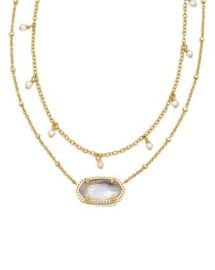 Kendra Scott Elisa Mother of Pearl Adjustable Layered Pendant Necklace in 14K Gold Plated 19 Bloomingdales at Bloomingdales