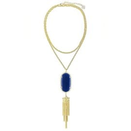 Kendra Scott Jewelry Kendra Scott Rayne Long Gold Necklace W Deep Navy Blue Tassel Pendant Poshmark at Poshmark