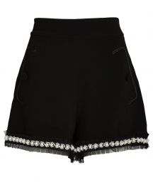 Kendrick Pearl-Trimmed Crepe Shorts at Intermix