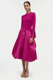 Kenlie Long Sleeve Mock Neck Midi Dress - Magenta SIMKHAI at Simkhai