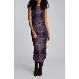 Kenneth Cole Abstract Print Ruched Mesh Midi Dress at Nordstrom