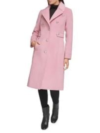 Kenneth Cole Military Wool Blend Overcoat in Pink at Saks Off 5th