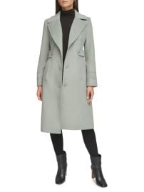 Kenneth Cole Military Wool Blend Overcoat in Sage at Saks Off 5th