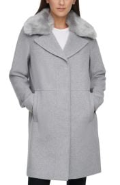 Kenneth Cole New York Wool Blend Coat with Removable Faux Fur Collar at Nordstrom