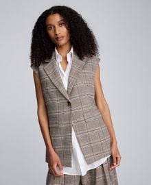 Kenneth Cole Womens Longline Glen Plaid One-Button Vest - Macy39s at Macys