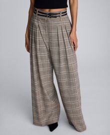 Kenneth Cole Womens Plaid High-rise Pants - Macys at Macys