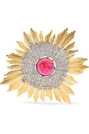 Kenneth Jay Lane - Gold and silver-tone crystal brooch at Net A Porter