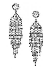 Kenneth Jay Lane - Gunmetal-Plated  amp  Crystal Banquette Waterfall Post Earrings at Saks Fifth Avenue