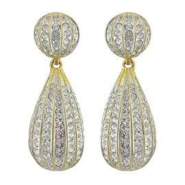 Kenneth Jay Lane Crystal Button Drop Earrings at Sophies Closet