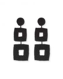 Kenneth Jay Lane Double Square Seed Bead Drop Earrings  Black at Neiman Marcus