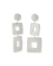 Kenneth Jay Lane Double Square Seed Bead Drop Earrings  White at Neiman Marcus