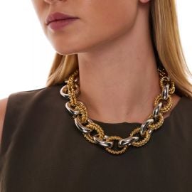 Kenneth Jay Lane Gold Double Twist Links Necklace at The Mile