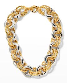 Kenneth Jay Lane Gold and Silver Link Necklace at Neiman Marcus