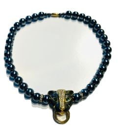 Kenneth Jay Lane for Avon Gray Pearl Crystal Panther Necklace at eBay