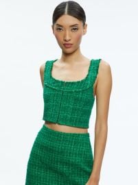 Kensie Scoop Neck Cropped Bustier In Light Emerald Alice And Olivia at Alice + Olivia