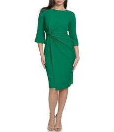 Kensie Stretch Boat Neckline Mid Length Bell Sleeve Dress at Dillards