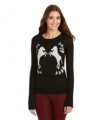 Kensie horse sweater in black at Dillards