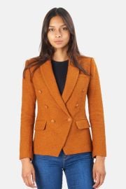 Kenzie Double-Breasted Tweed Blazer Dark Caramel at Blue & Cream