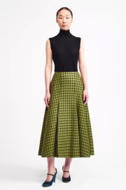 Kenzie Skirt in Green Shetland Houndstooth Emilia Wickstead at Emilia Wickstead