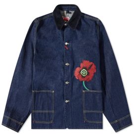 Kenzo Embroidered Poppy Workwear Denim Jacket Ink END US at End