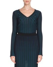 Kenzo Fitted Long-Sleeve V-Neck Sweater at Neiman Marcus