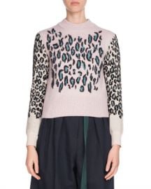 Kenzo Leopard-Print Wool Pullover Sweater at Neiman Marcus