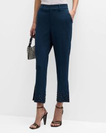 Kerry Rhinestone Crackle Cropped Pants at Neiman Marcus