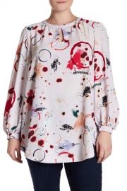 Keyhole Blouson Sleeve Printed Blouse  at Nordstrom Rack