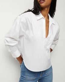 Khai Poplin V-Neck Top at Veronica Beard