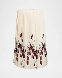 Khaite Anya Floral Pleated Midi Skirt at Neiman Marcus
