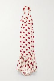 Khaite Candita Scarf detailed Gathered Printed Twill Maxi Dress in White at Net a Porter