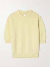 Khaite Davin Short Sleeve Cashmere Sweater in Zest at Net a Porter
